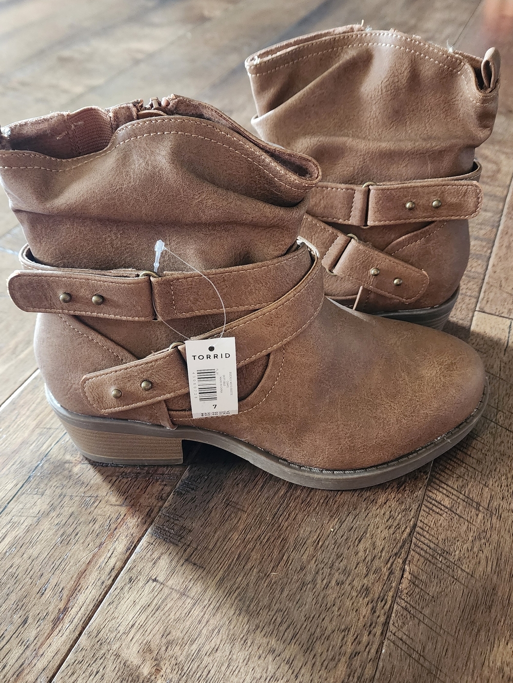 torrid Brown Tan Studded Strap Ankle Boots Size 7